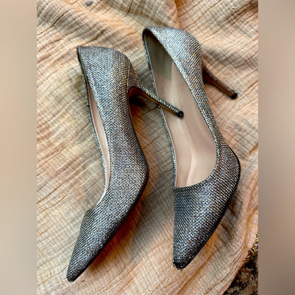 J. Crew Silver heels. Size 9. Made in Italy. Genuine Leather
